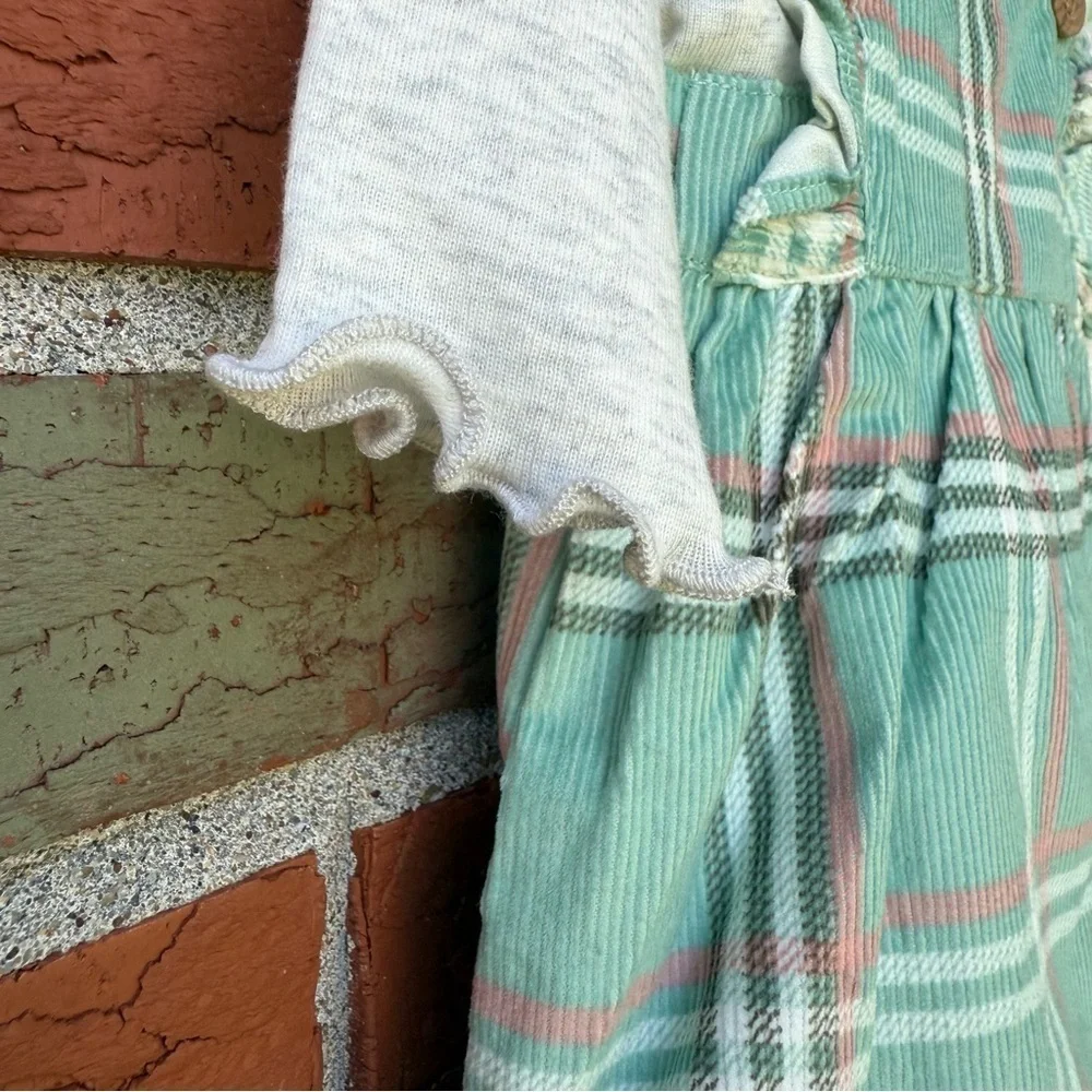 Carter’s Matching Three Piece NWT Green White Shirt + Dress + Tights Set 👶🏻